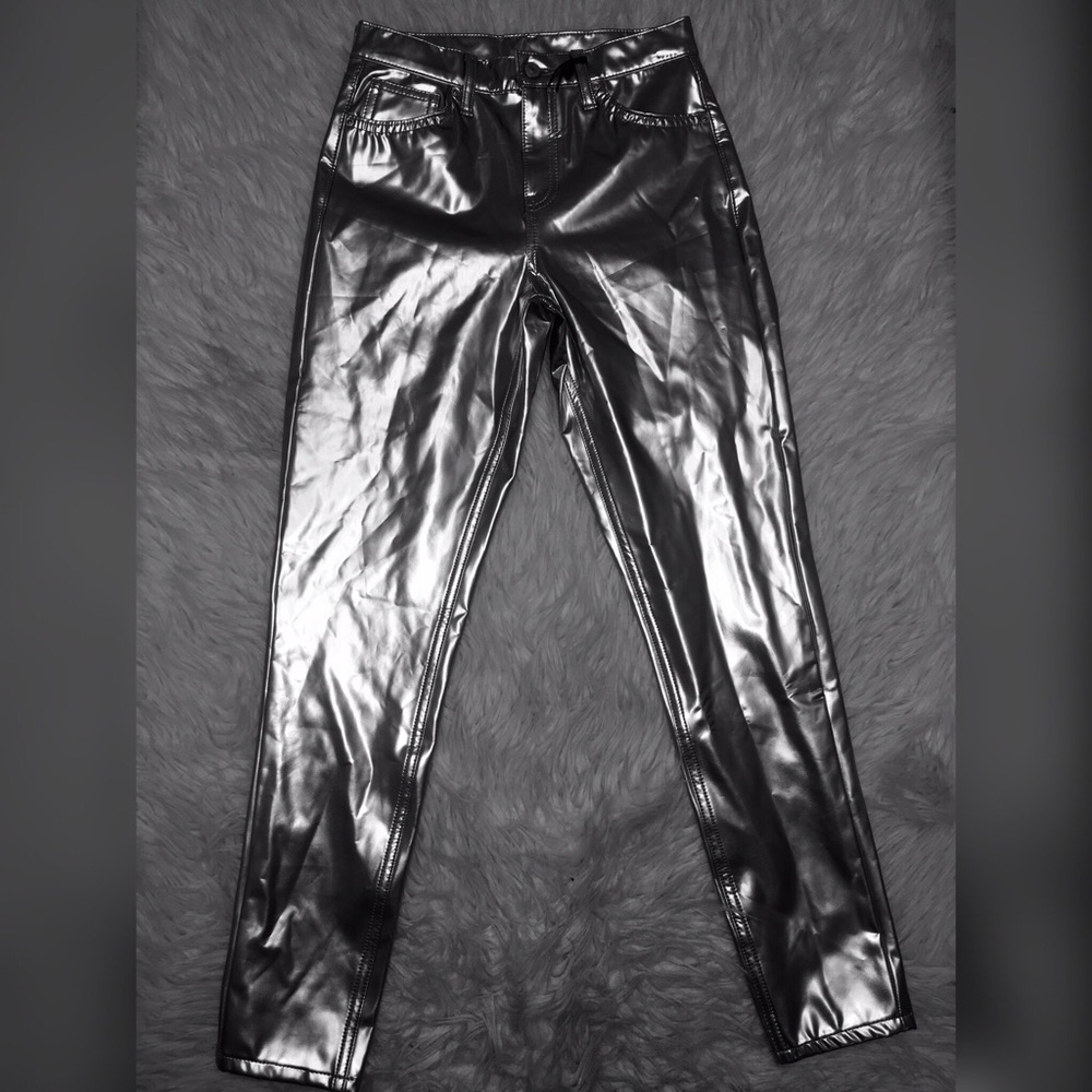Topshop Metallic Silver Skinny Pants